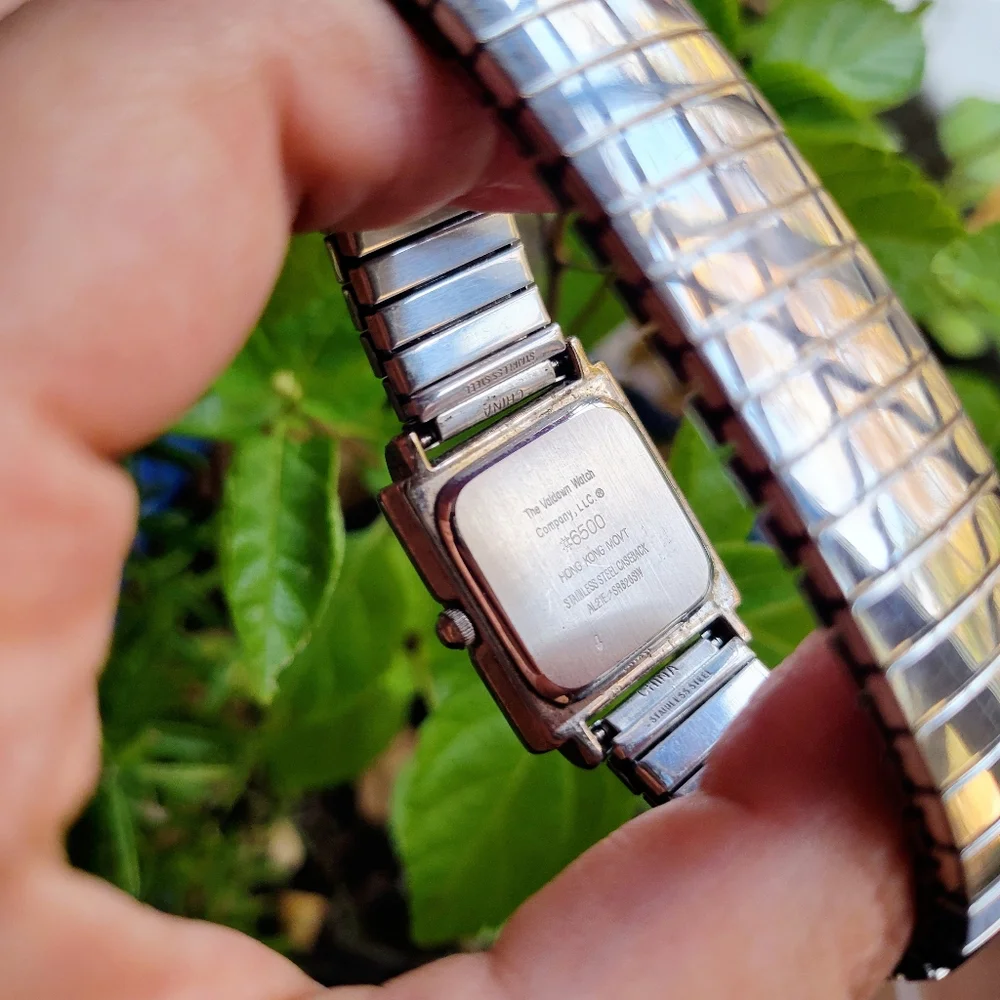 Classic Sugar Fly Quartz Womens Womans Silver & Orange Square Stretch Watch